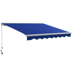 Outsunny Blue Motorized Patio Awning 13x10 with LED Illumination & Remote, Durable Easy-to-Operate Outdoor Shade|