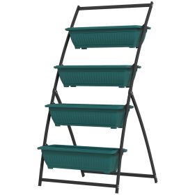 Outsunny 4-Tier Vertical Garden Planter Green Outdoor Plant Stand for Vegetables Flowers with 4 Boxes