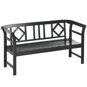 Outsunny 3-Seat Wooden Garden Bench, Outdoor Seating with Backrest and Armrests, Weather-Resistant, Gray