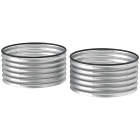 Outsunny Set of 2 Raised Garden Bed, Metal Planter Box with Safety Edging, Easy-to-assemble Stock Tank 3'x3'x1.4' Silver