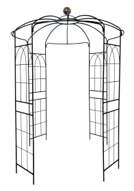 Metal Garden Arch Iron Garden Arbors Gazebo Dia 81.3'' x 114.2'' High Birdcage Shape Pergola Pavilion for Wedding Ceremony Cream White