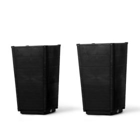 2 Pack Outdoor Tall Plastic Planter Set, Large Flower Pots with Drainage Holes, Durable Plant Pots for Porch Entryway Patio Yard Garden, Dark Bro