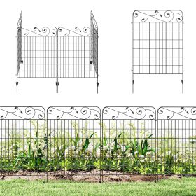 Outsunny Garden Fence, 4 Pack Steel Fence Panels, 11.5' L x 43" H, Rust-Resistant Decorative Border Flower Edging for Yard, Landscape, Patio