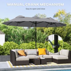 Double Sided Patio Umbrella, 9.5' Large Outdoor Market Umbrella with Push Button Tilt and Crank, 3 Air Vents and 12 Ribs, for Garden, Deck, Pool,