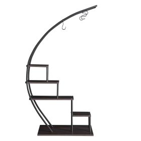 5 tier semicircular iron plant stand plant holder iron flower stand for home garden balcony patio display rack black