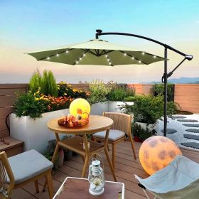 10 ft Outdoor Patio Umbrella Solar Powered LED Lighted Sun Shade Market Waterproof 8 Ribs Umbrella with Crank and Cross Base for Garden Deck Back