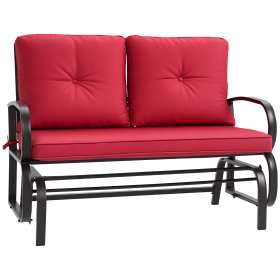 2-Person Outdoor Glider Chair, Patio Double Rocking Loveseat with Steel Frame and Cushions for Backyard, Garden and Porch, Red