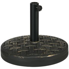40lbs. Concrete Umbrella Base with Rattan Effect, Heavy Duty Parasol Stand for Outdoor Patio Umbrella, Bronze