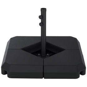 Umbrella Stand Fitting 2" Poles and Steel Base with 4 Fillable Plastic Weights, 158lbs Sand or 132lbs Water Filled, Black