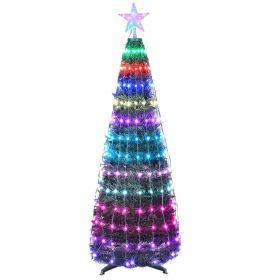 4.9FT S-5.9FT L Options -- 1Pc Collapsible Christmas Tree Light With Remote App Control IP65 Waterproof Customized Multi-Color Mode Timer Setting (Option: S)