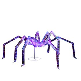 3ft Prism Spider, Illusion, 340 Purple Copper Wire Light, 4.5V 3.6W Halloween Standing Decoration US Specification (Color: PURPLE)