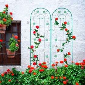 2-Pack Metal Garden Trellis 86.7x19.7 Rustproof For Climbing Plants Outdoor (Color: Green)
