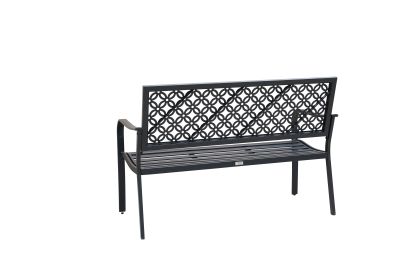 Outdoor Garden Bench with Anti-Rust Metal Powder Coated Frame, Patio Bench for Front Porch Park (Color: Black)