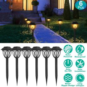 6Pack Solar Powered Stake Light Outdoor Decorative Landscape Lamp IP45 Waterproof Auto On Off Outdoor Light for Pathway Garden Yard Patio (Color: as Pic)