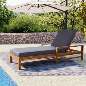 U_Style Acacia Wood Adjustable Backrest Outdoor Lounge Chair, Suitable for Gardens, Terraces, and Poolside Areas (Color: as Pic)