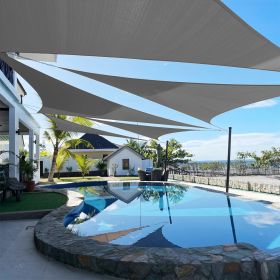 Artpuch Custom Size Dark Grey Sun Shade Sail Triangle Canopy 185 GSM Durable Fabric UV Block Awning for Outdoor Patio Garden Backyard (Customized (Color: Dark Grey, size: 15X20X20)