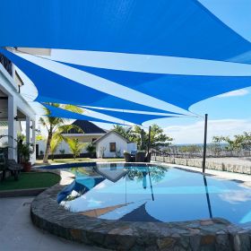 Artpuch Custom Size Sky Blue Sun Shade Sail Triangle Canopy 185 GSM Durable Fabric UV Block Awning for Outdoor Patio Garden Backyard (Customized (Color: Sky Blue, size: 19x21x28.3)