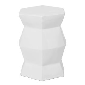 16.75 inch/17 inch/17.25 inch/17.75inch Drum Stool Ceramic Side Table Hollow White Cutwork Traditional Garden Stool Hollow Outdoor Side Table (Color: White, size: 16.75 inch)
