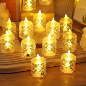 12 Pcs Flameless LED Light Candle LED Crystal Candle Light Transparent Shell Electronic Night Lamp Dating Party Holiday Home Decoration (size: medium)
