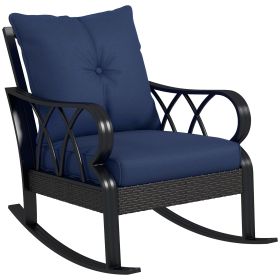 Outsunny Outdoor Wicker Rocking Chair with Padded Cushions, Aluminum Furniture Rattan Porch Rocker Chair w/ Armrest for Garden, Patio, and Backya (Color: as Pic)